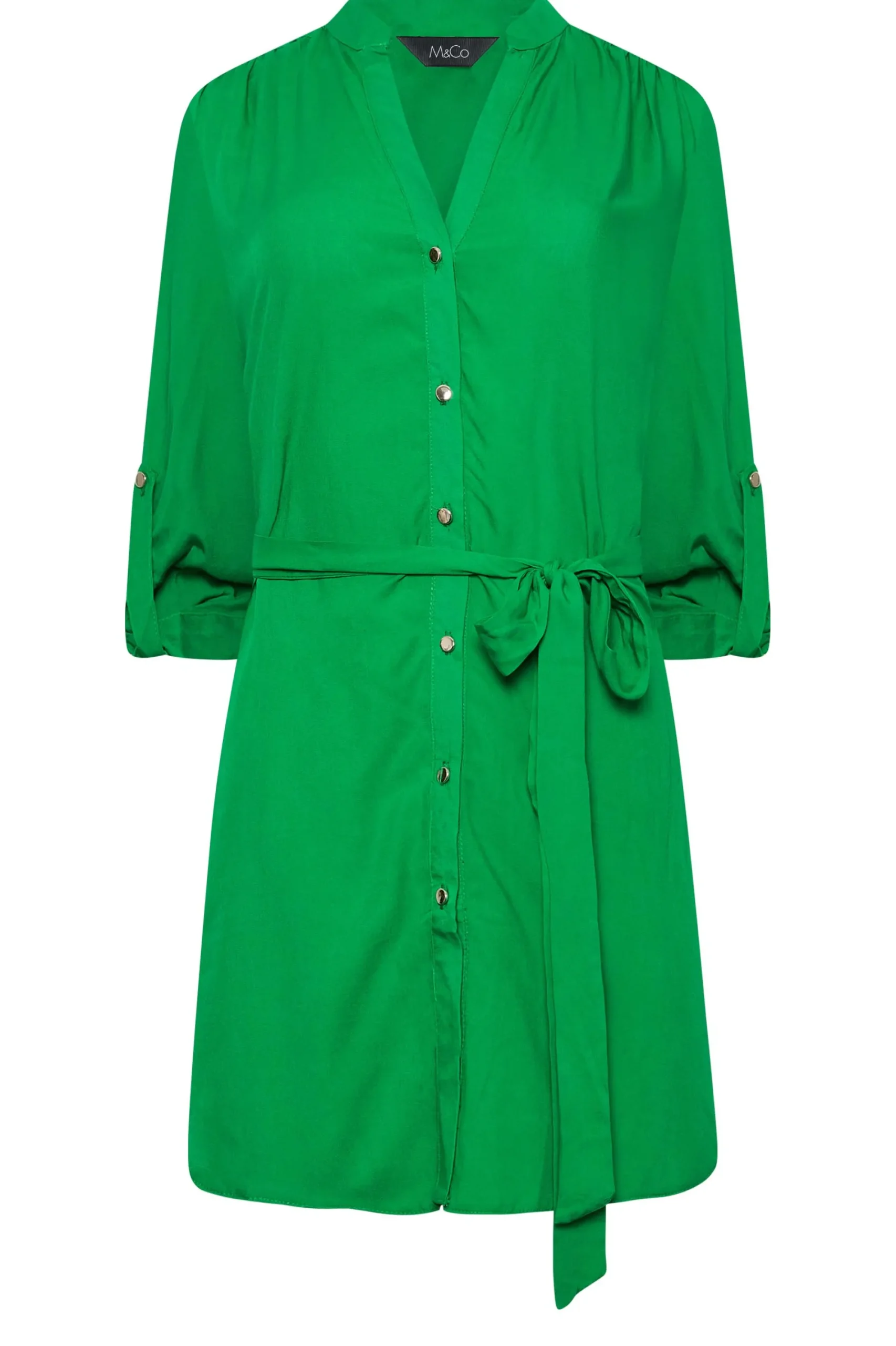 M&Co Womens Green Tie Waist Blouse>Women Shirts