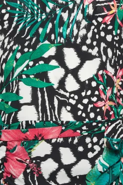 M&Co Womens Green Tropical Print Ruched Mini Dress><noscript><img width=