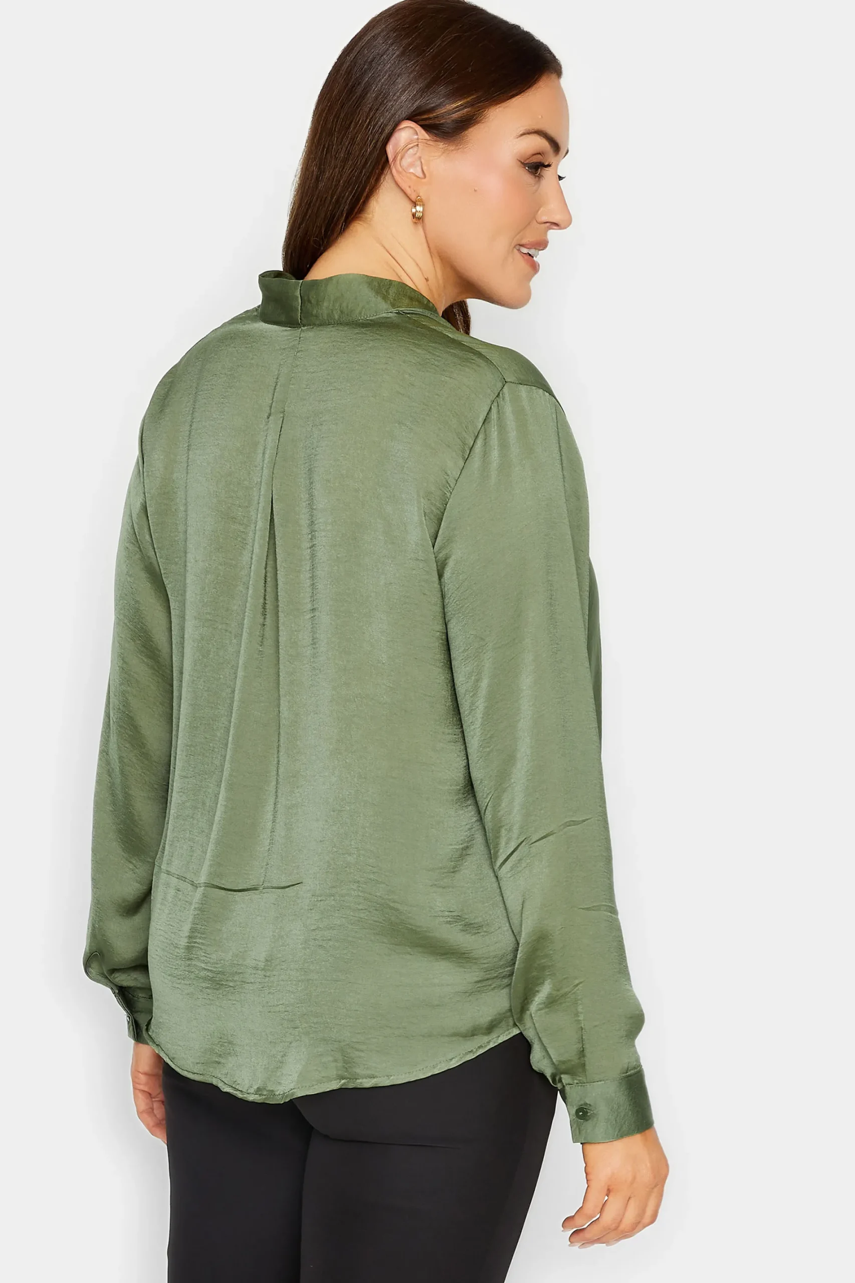 M&Co Womens Green Wrap Front Blouse>Women Long Sleeve Tops