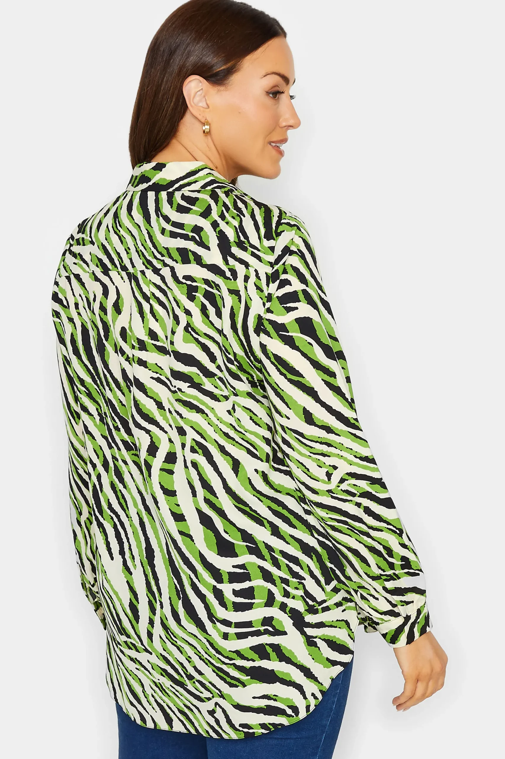 M&Co Womens Green Zebra Print Long Sleeve Shirt>Women Shirts