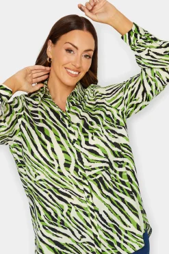 M&Co Womens Green Zebra Print Long Sleeve Shirt><noscript><img width=