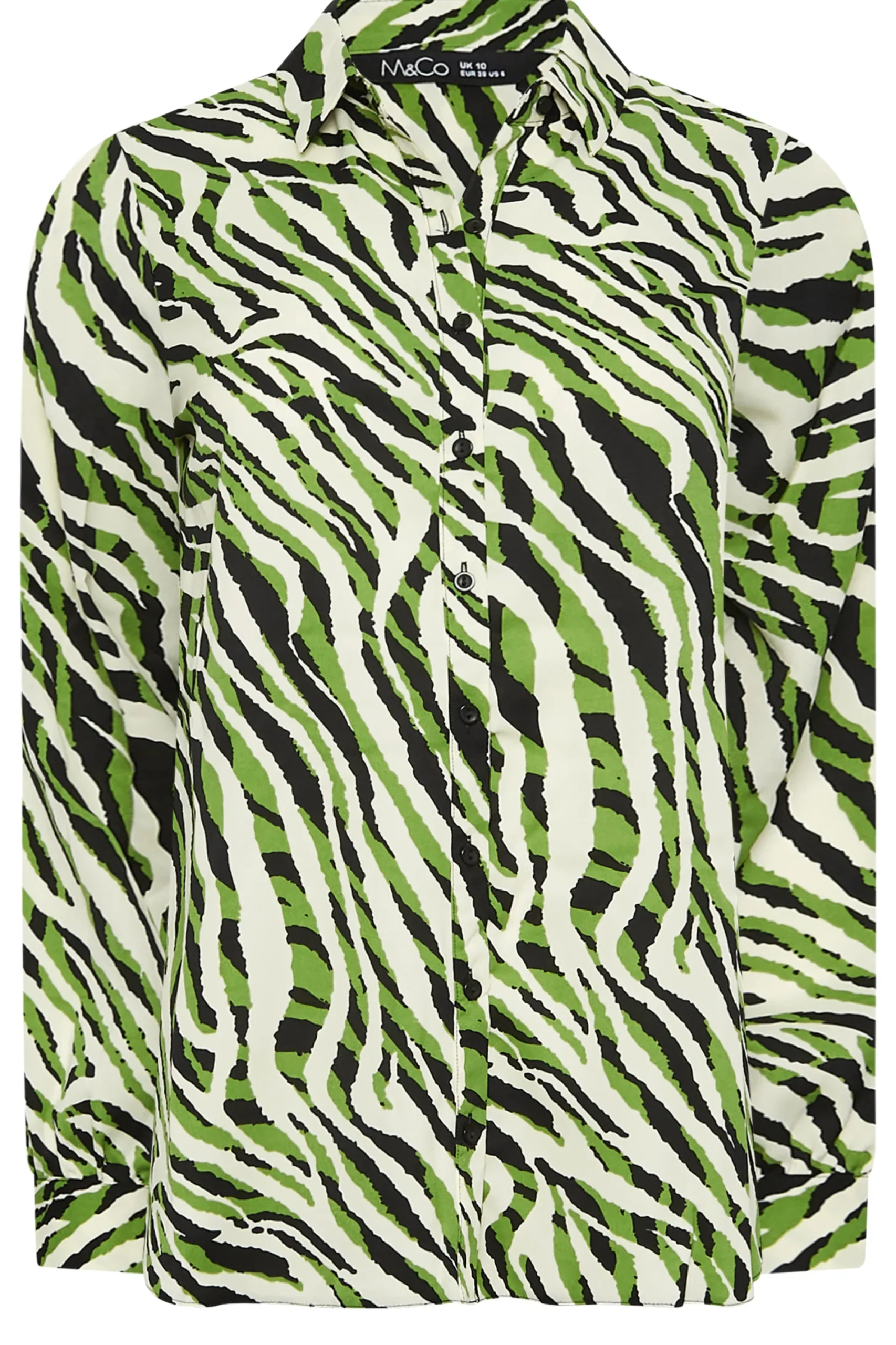 M&Co Womens Green Zebra Print Long Sleeve Shirt>Women Shirts