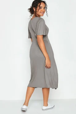M&Co Womens Grey Angel Sleeve Split Hem Midi Dress><noscript><img width=