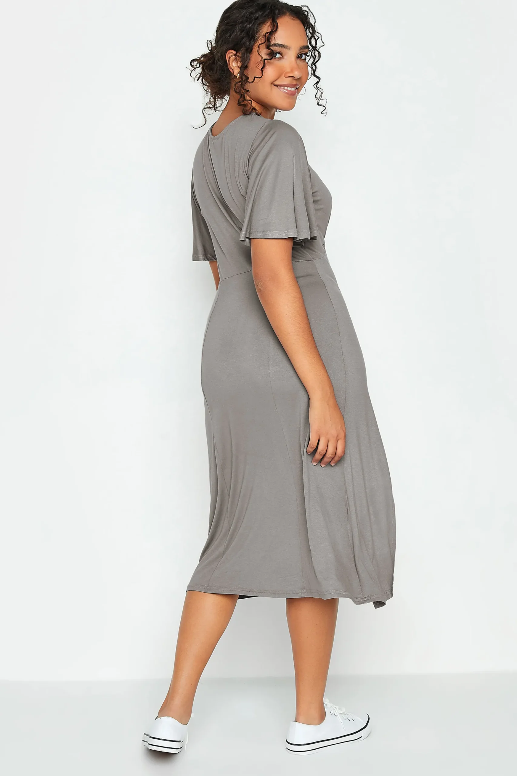 M&Co Womens Grey Angel Sleeve Split Hem Midi Dress>Women Midi Dresses