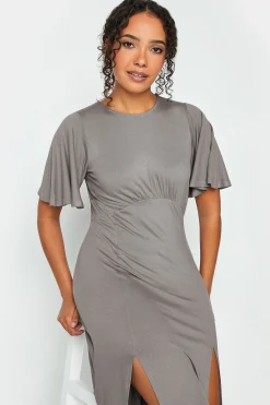 M&Co Womens Grey Angel Sleeve Split Hem Midi Dress><noscript><img width=