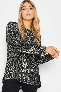 M&Co Womens Grey Animal Print Jumper>Women Long Sleeve Tops
