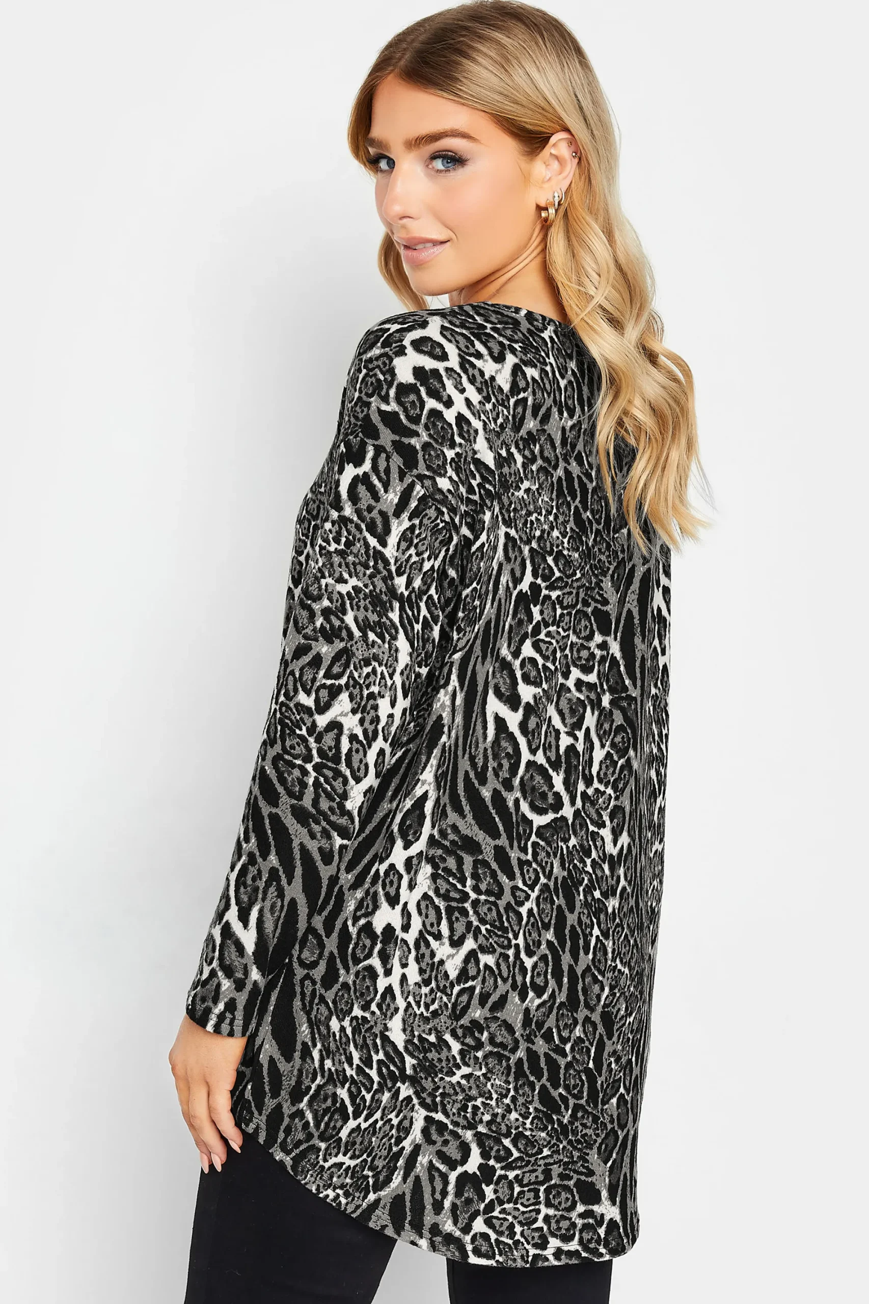 M&Co Womens Grey Animal Print Jumper>Women Long Sleeve Tops