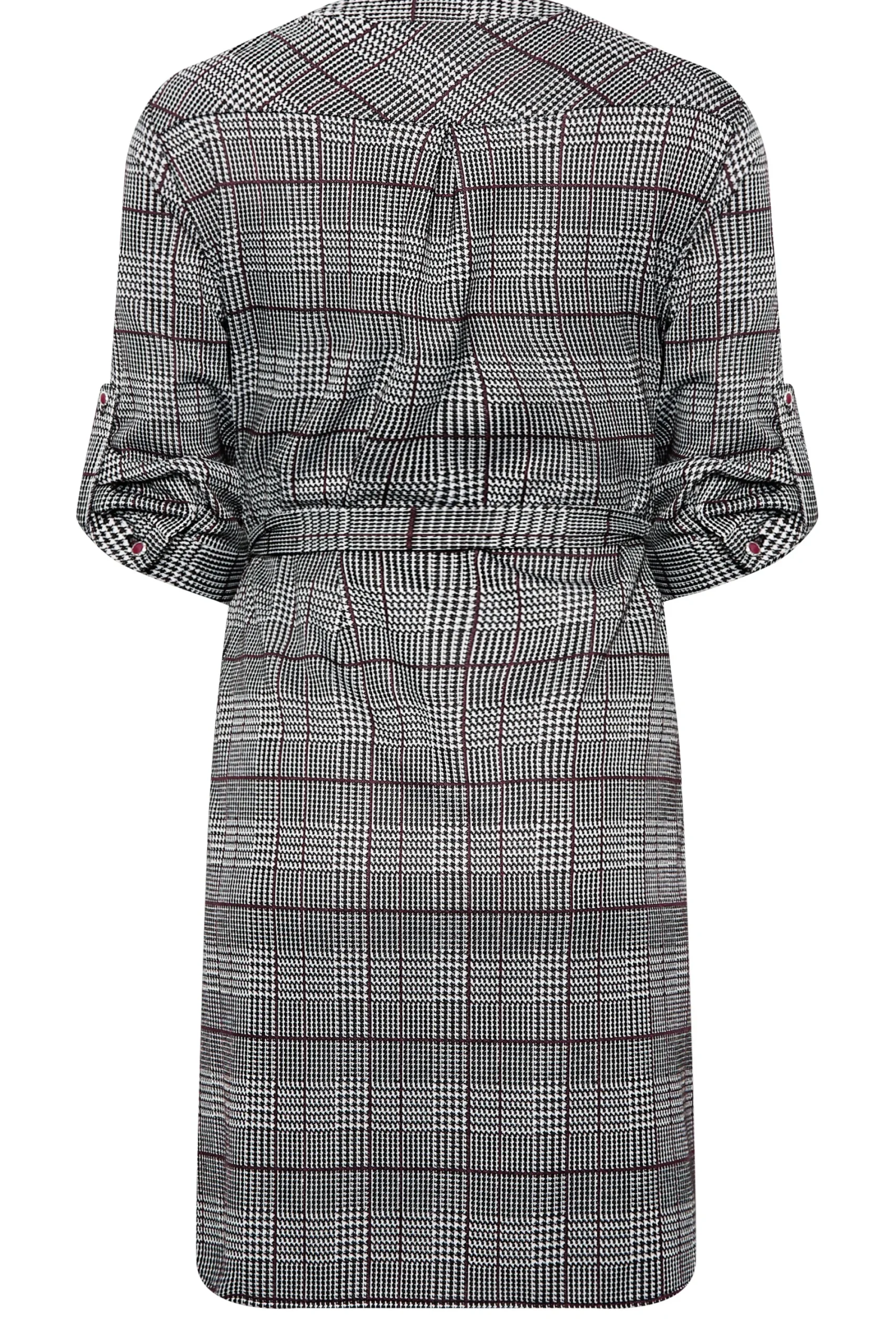 M&Co Womens Grey Check Tie Waist Tunic Dress>Women Shirt Dresses