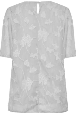 M&Co Womens Grey Floral Shimmer Angel Sleeve Blouse><noscript><img width=