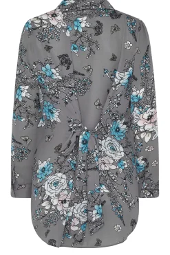 M&Co Womens Grey Floral Print Tie Shirt><noscript><img width=