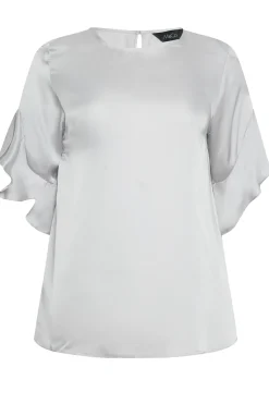 M&Co Womens Grey Frill Sleeve Blouse><noscript><img width=