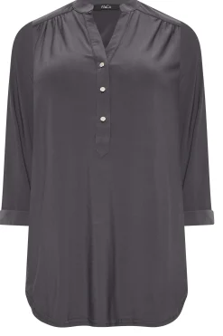 M&Co Womens Grey Half Placket Jersey Shirt><noscript><img width=
