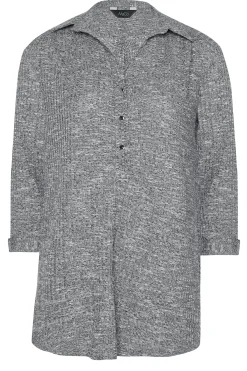 M&Co Womens Grey Marl Half Placket Jersey Shirt><noscript><img width=