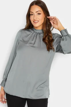 M&Co Womens Grey Satin Blouse>Women Blouses