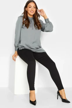 M&Co Womens Grey Satin Blouse>Women Blouses