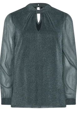 M&Co Womens Grey Shimmer Keyhole Blouse><noscript><img width=