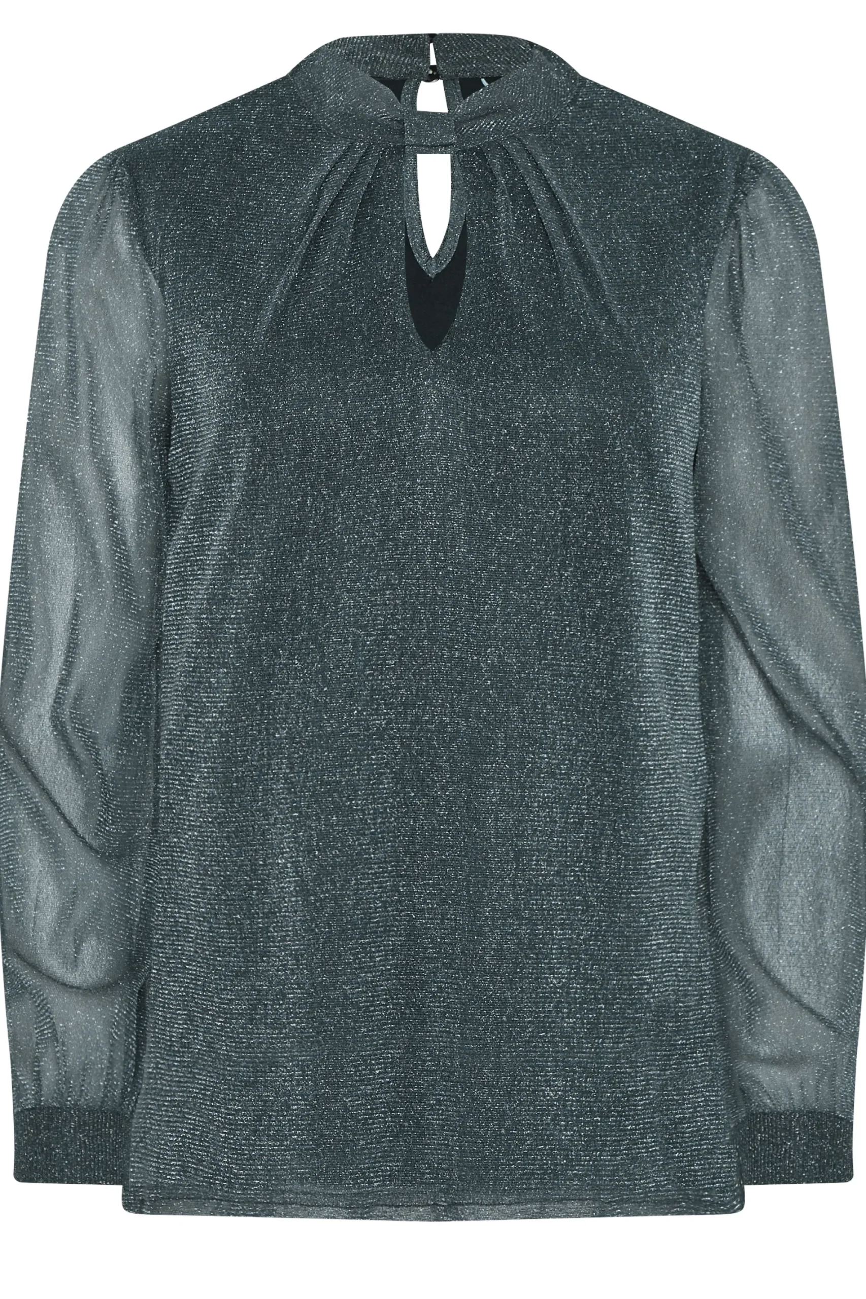 M&Co Womens Grey Shimmer Keyhole Blouse>Women Blouses