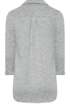 M&Co Womens Grey Soft Touch Half Placket Jersey Shirt><noscript><img width=