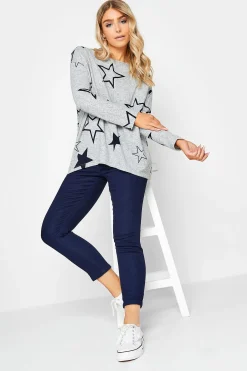 M&Co Womens Grey Star Print Jumper>Women Long Sleeve Tops