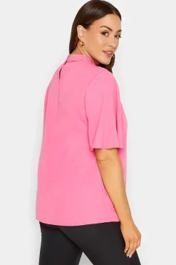 M&Co Womens Hot Pink Embellished Neck Keyhole Blouse><noscript><img width=