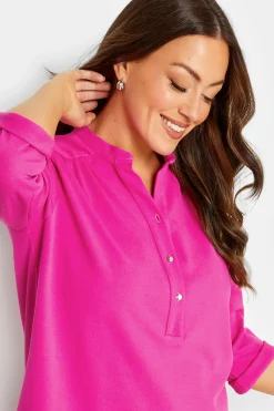 M&Co Womens Hot Pink Half Placket Jersey Shirt><noscript><img width=