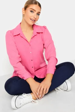 M&Co Womens Hot Pink Tie Waist Tunic Shirt>Women Shirts