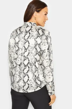 M&Co Womens Ivory White Snake Print Wrap Front Blouse><noscript><img width=