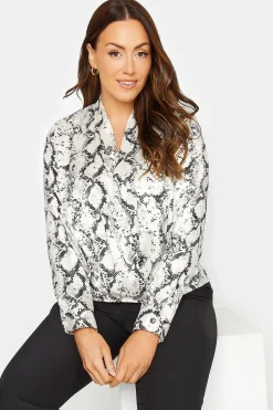 M&Co Womens Ivory White Snake Print Wrap Front Blouse><noscript><img width=