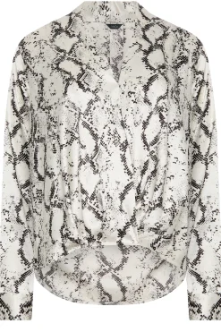 M&Co Womens Ivory White Snake Print Wrap Front Blouse><noscript><img width=