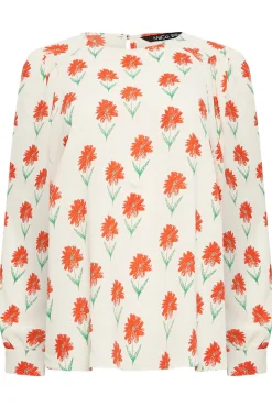 M&Co Womens Ivory White Floral Print Long Sleeve Blouse><noscript><img width=