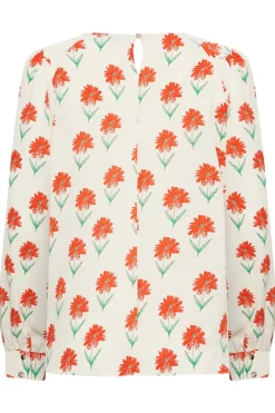 M&Co Womens Ivory White Floral Print Long Sleeve Blouse><noscript><img width=