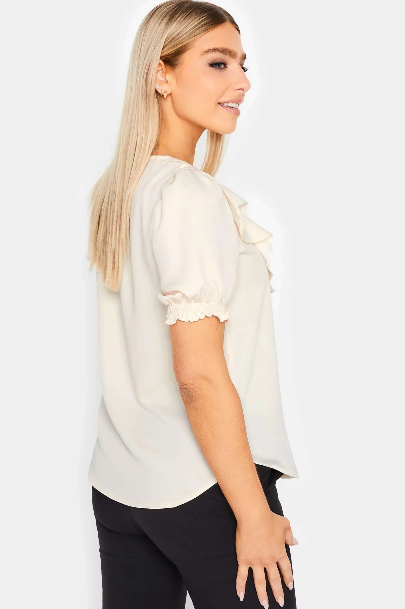 M&Co Womens Ivory White Frill Blouse>Women Short Sleeve Tops