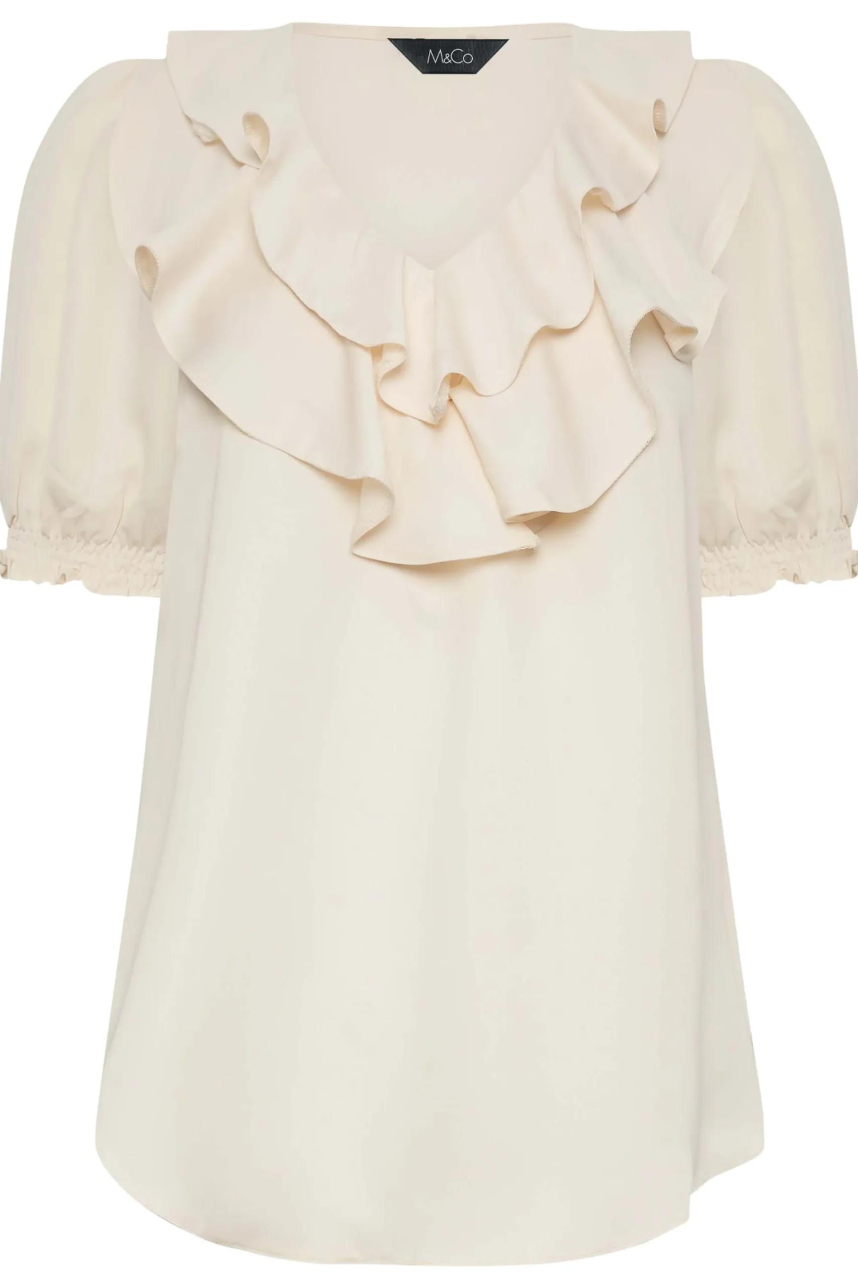 M&Co Womens Ivory White Frill Blouse>Women Short Sleeve Tops