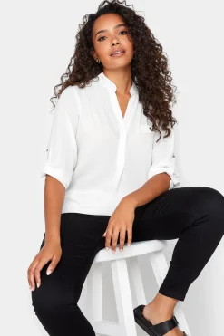 M&Co Womens Ivory White Tab Sleeve Blouse>Women Shirts