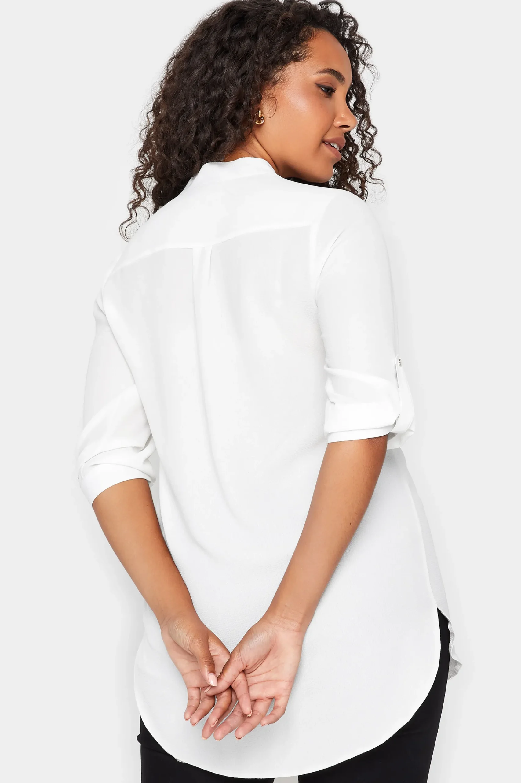 M&Co Womens Ivory White Tab Sleeve Blouse>Women Shirts