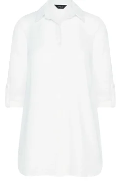 M&Co Womens Ivory White Dobby Check Tab Sleeve Shirt><noscript><img width=