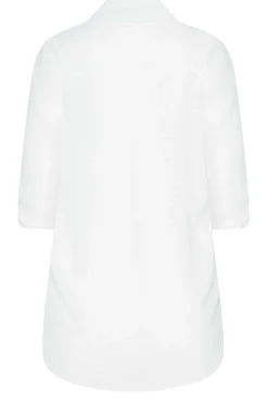 M&Co Womens Ivory White Dobby Check Tab Sleeve Shirt><noscript><img width=