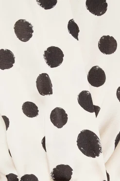 M&Co Womens Ivory White Polka Dot Print Wrap Front Blouse><noscript><img width=