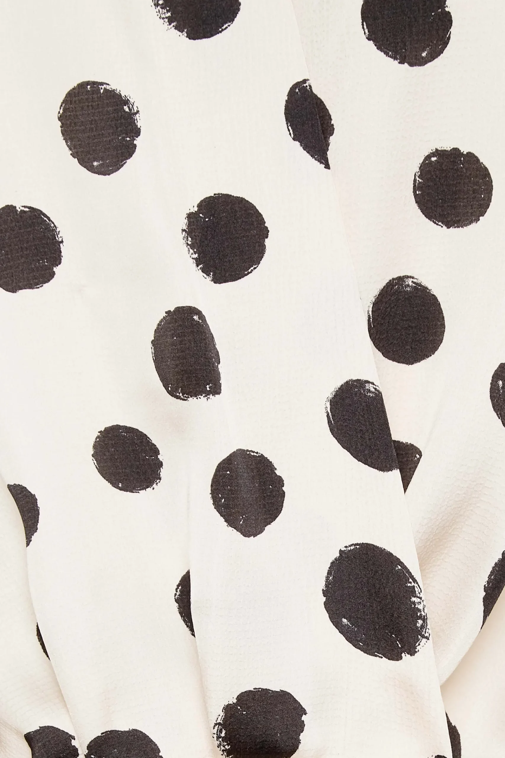 M&Co Womens Ivory White Polka Dot Print Wrap Front Blouse>Women Long Sleeve Tops