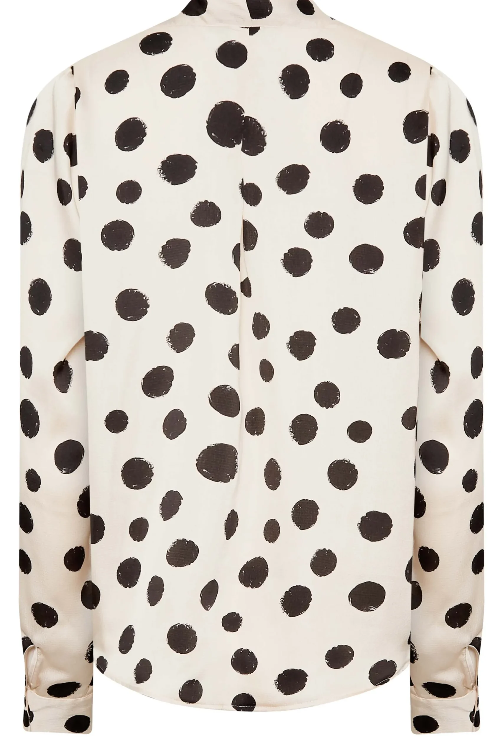 M&Co Womens Ivory White Polka Dot Print Wrap Front Blouse>Women Long Sleeve Tops