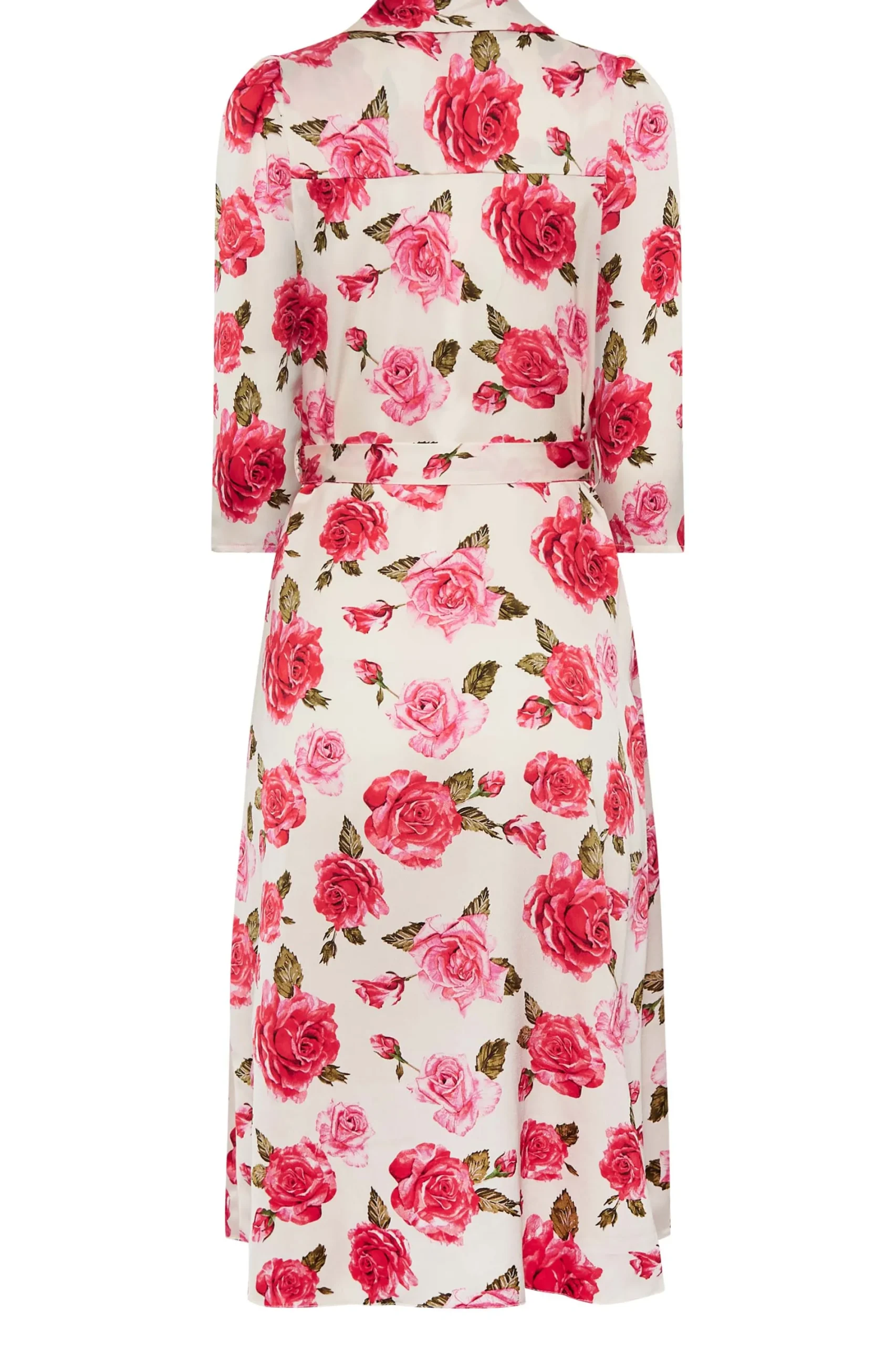 M&Co Womens Ivory White Rose Print Tie Waist Shirt Dress>Women Wedding Guest Dresses
