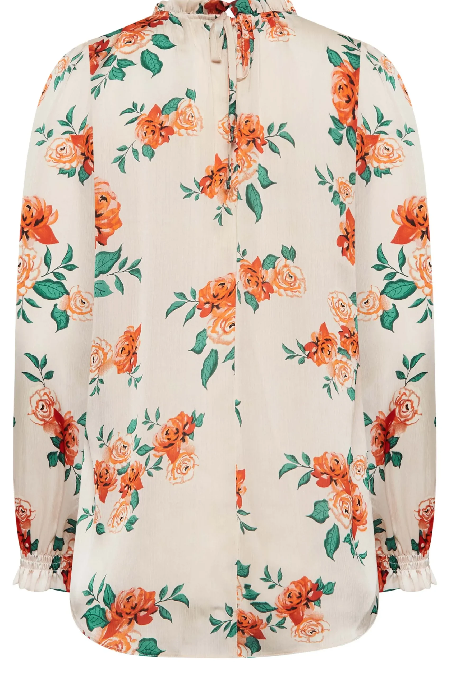 M&Co Womens Ivory White Floral Print Frill Neck Blouse>Women Long Sleeve Tops