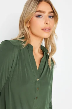 M&Co Womens Khaki Green Half Placket Shirt><noscript><img width=