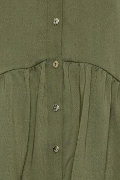 M&Co Womens Khaki Green Frill Hem Shirt><noscript><img width=