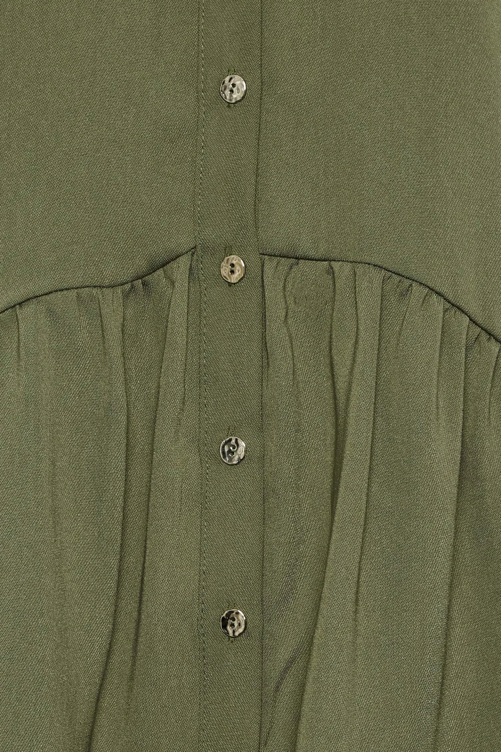 M&Co Womens Khaki Green Frill Hem Shirt>Women Shirts