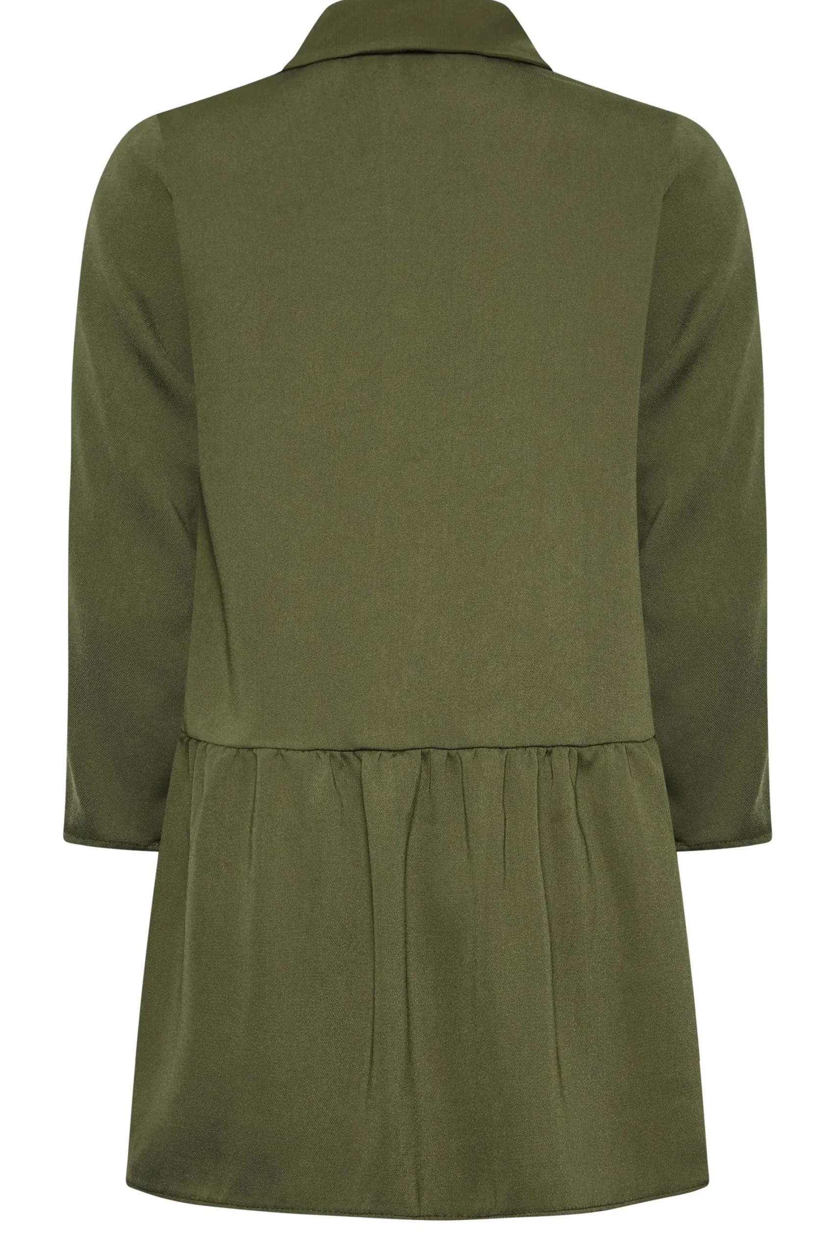 M&Co Womens Khaki Green Frill Hem Shirt>Women Shirts