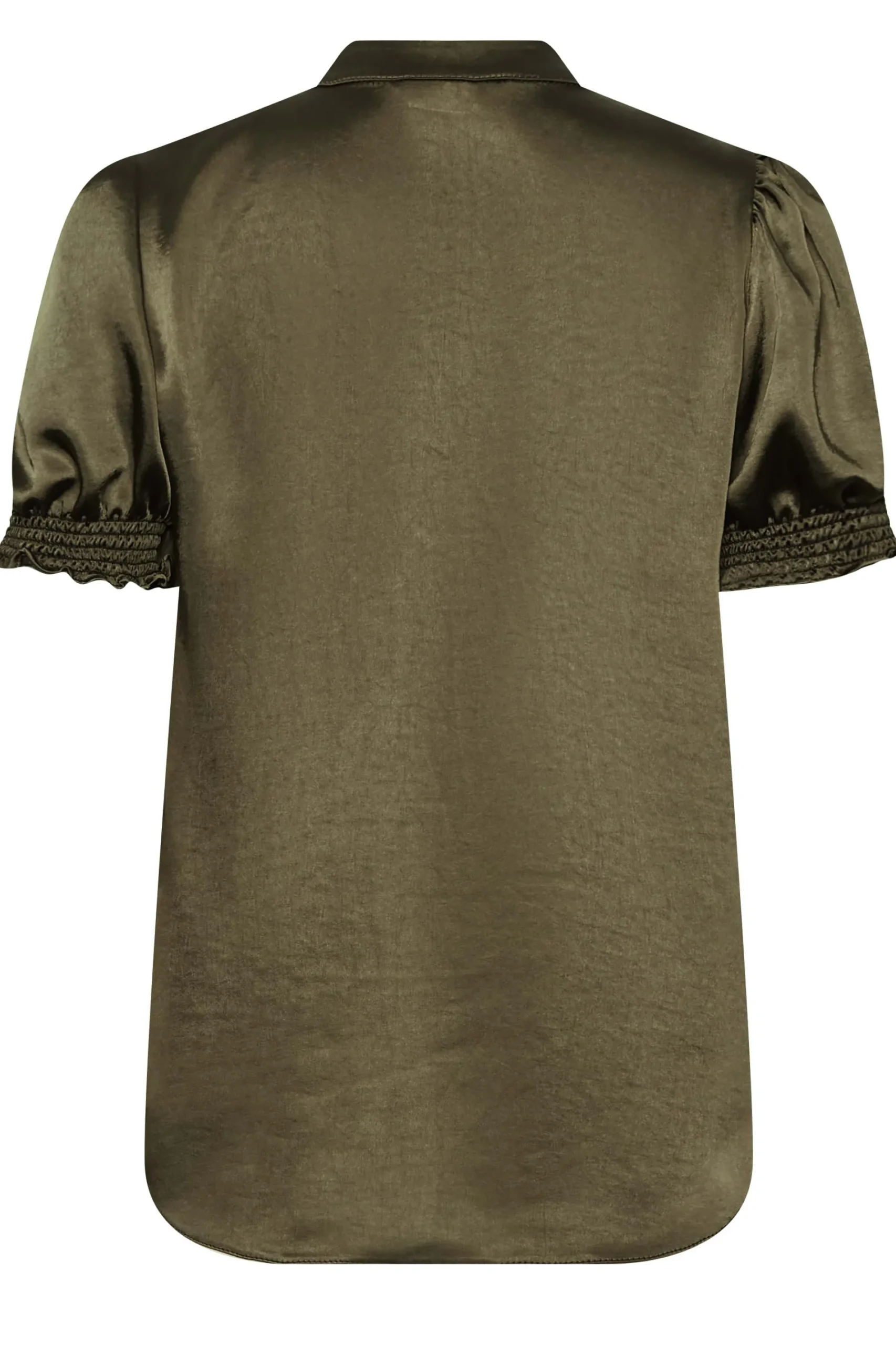 M&Co Womens Khaki Green Frill Satin Blouse>Women Short Sleeve Tops