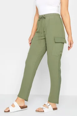 M&Co Womens Khaki Green Cargo Slim Leg Trousers>Women Trousers