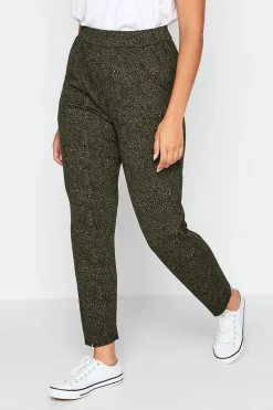 M&Co Womens Khaki Green Animal Print Harem Trousers>Women Trousers