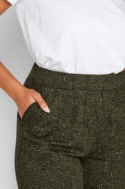 M&Co Womens Khaki Green Animal Print Harem Trousers><noscript><img width=